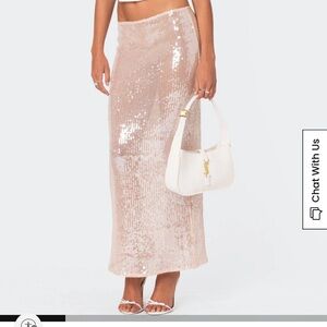 Sequin Maxi Skirt - Cream Edikted